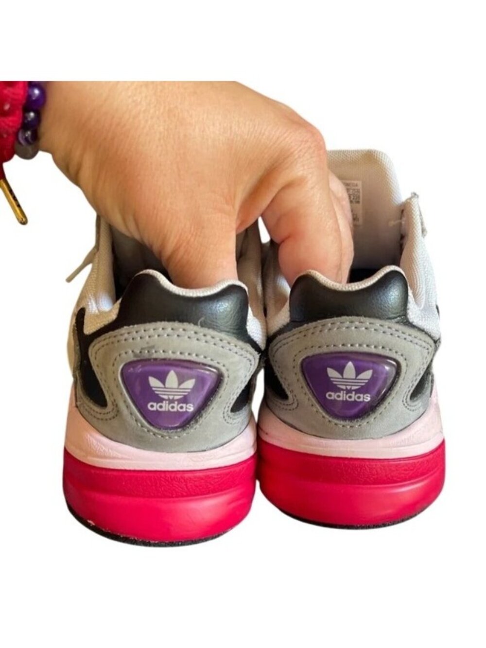 Adidas Originals Falcon White Grey Pink Chunky Sneakers CG6214 Women's Size 5 - Picture 12 of 16